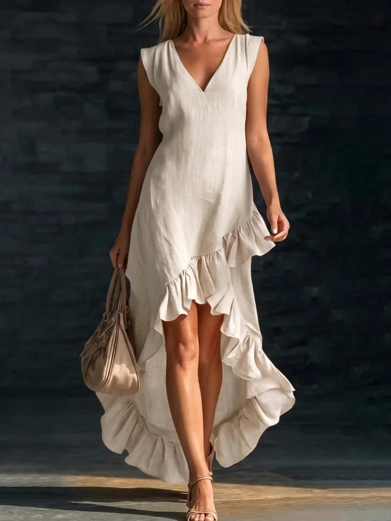 ROWAN | Maxi Robe Sans Manches à Ourlet Volanté