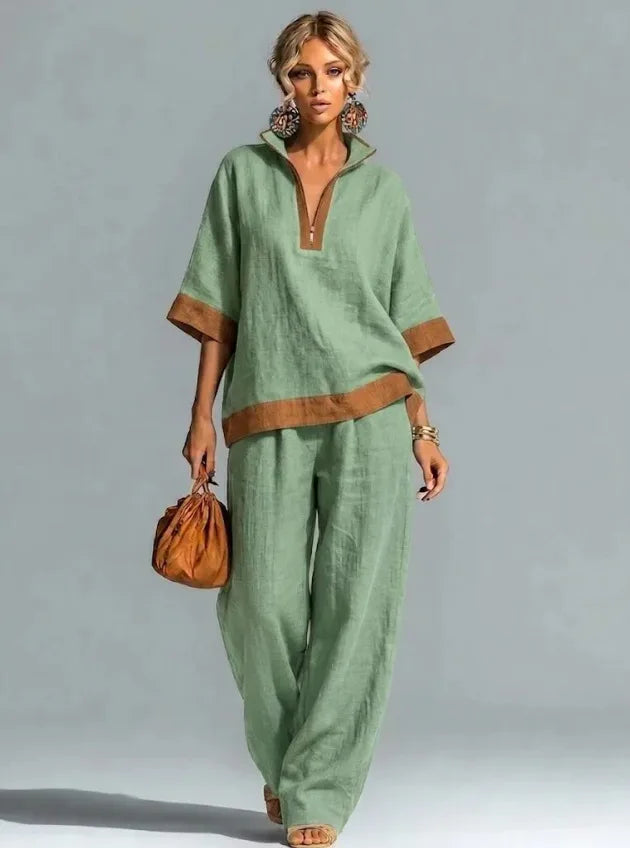 Ensemble Coordonné Femme Style Lin Vintage