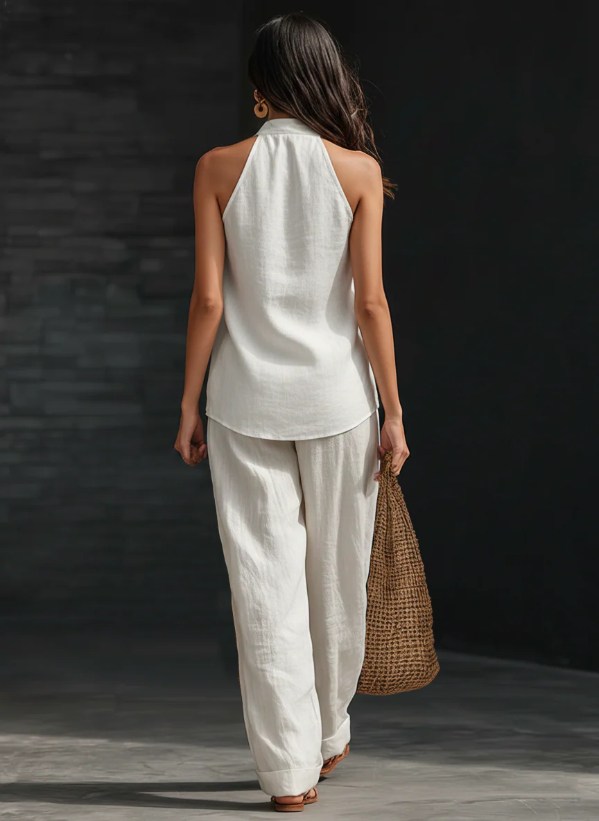 Carlotta — Ensemble élégant sans manches avec pantalon ample