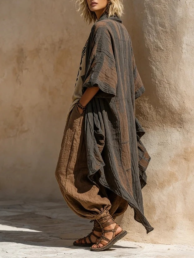 Maya | Ensemble Trois Pièces Bohème en Mélange Coton-Lin