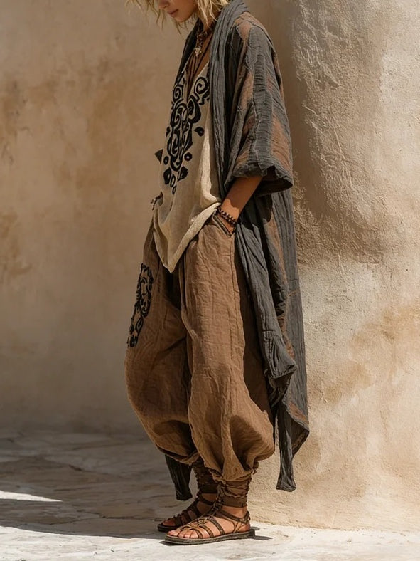 Maya | Ensemble Trois Pièces Bohème en Mélange Coton-Lin