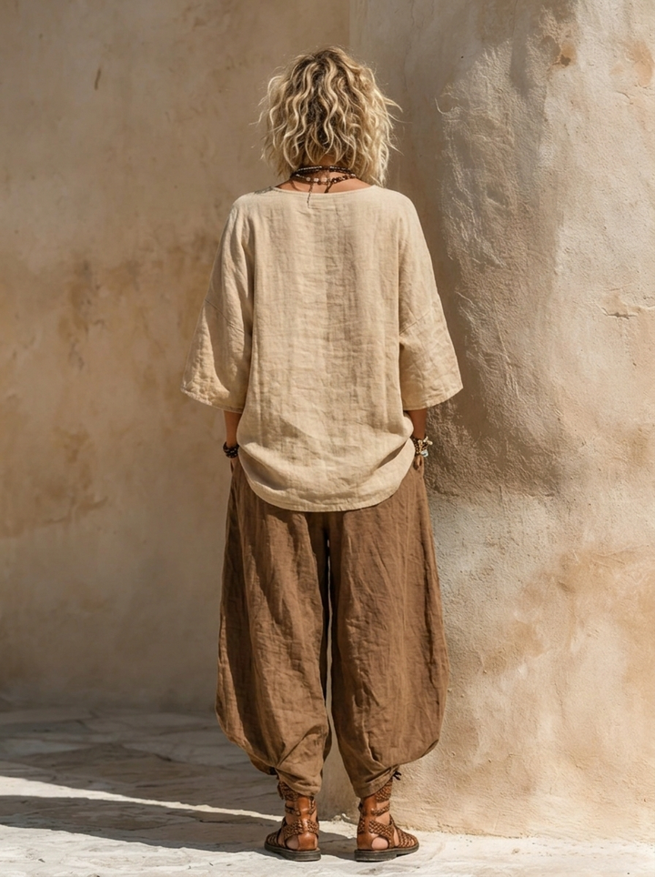 Maya | Ensemble Trois Pièces Bohème en Mélange Coton-Lin