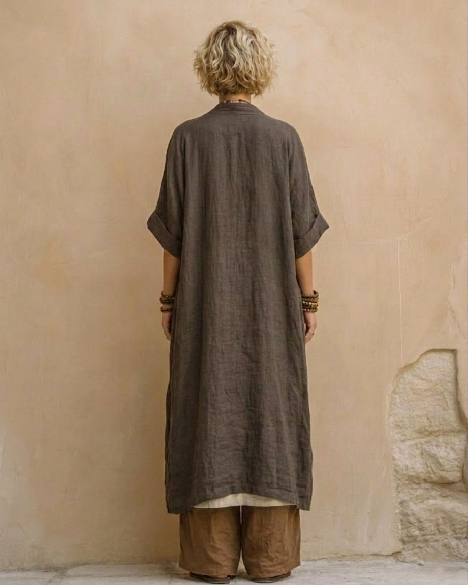 Giulia | Ensemble 3 pièces bohème nomade gris foncé et marron à motif tribal