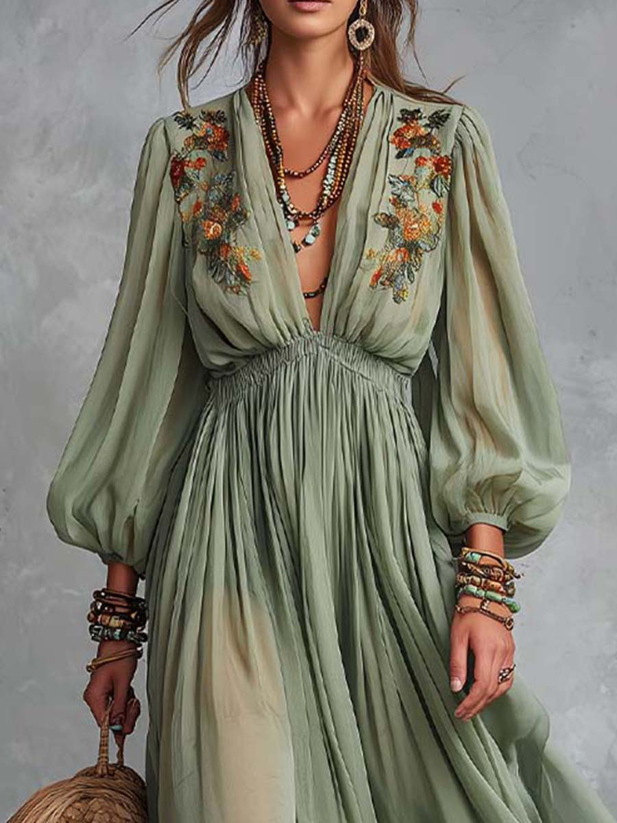 Élodine™ | Maxi Robe Bohème à Imprimé Floral