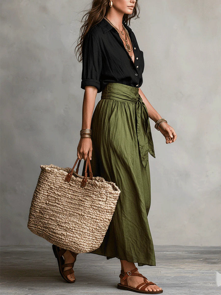Martina | Robe Maxi Élégante et Fluide à Épaule Dénudée