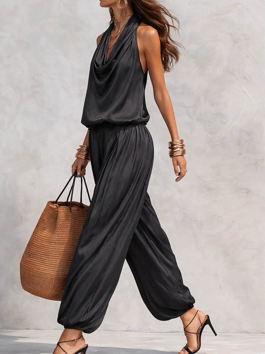 Maya | Ensemble Top Halter et Pantalon Large Plissé