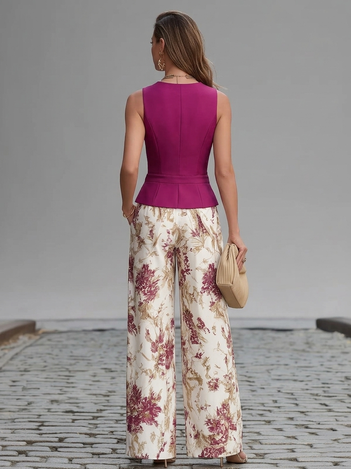 Ensemble débardeur et pantalon large à imprimé floral