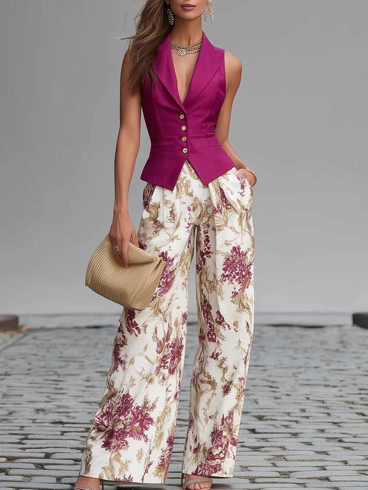 Ensemble débardeur et pantalon large à imprimé floral