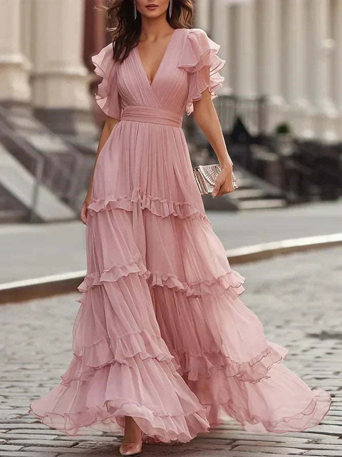 Zoé - Robe de mariée longue élégante rose clair