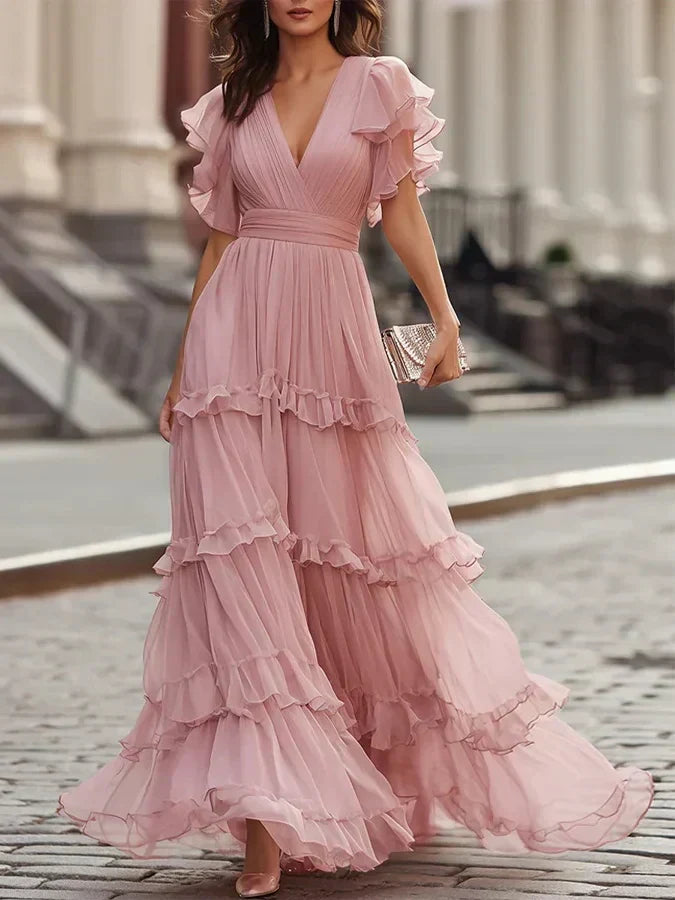 Zoe | Robe Maxi Élégante Rose Pâle pour Mariage