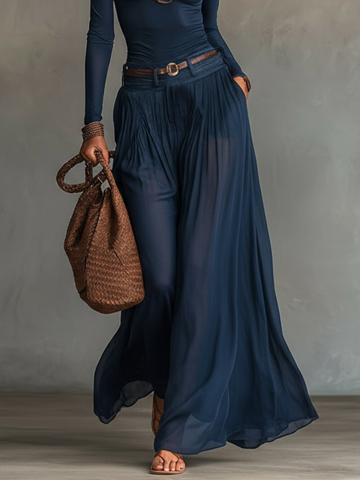Camila | Ensemble Body Jersey Une Épaule et Jupe Maxi en Mousseline Transparente