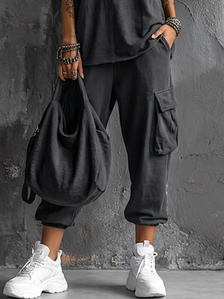 Harper | Ensemble Gilet Sans Manches et Pantalon Cargo Jogger, Mélange Rayon