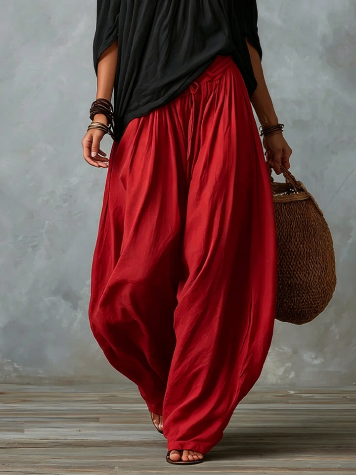 Marisol | Ensemble Top Court Épaules Dénudées et Pantalon Lanterne, Mélange Rayon