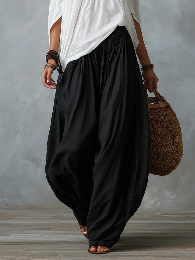 Ensemble haut à épaules dénudées et pantalon ample style lanterne