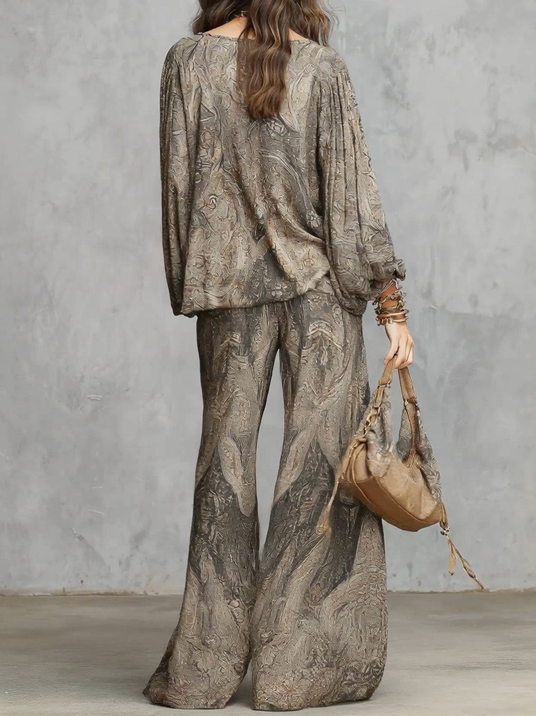 Camila | Ensemble Top à Manches Lanterne et Pantalon Large