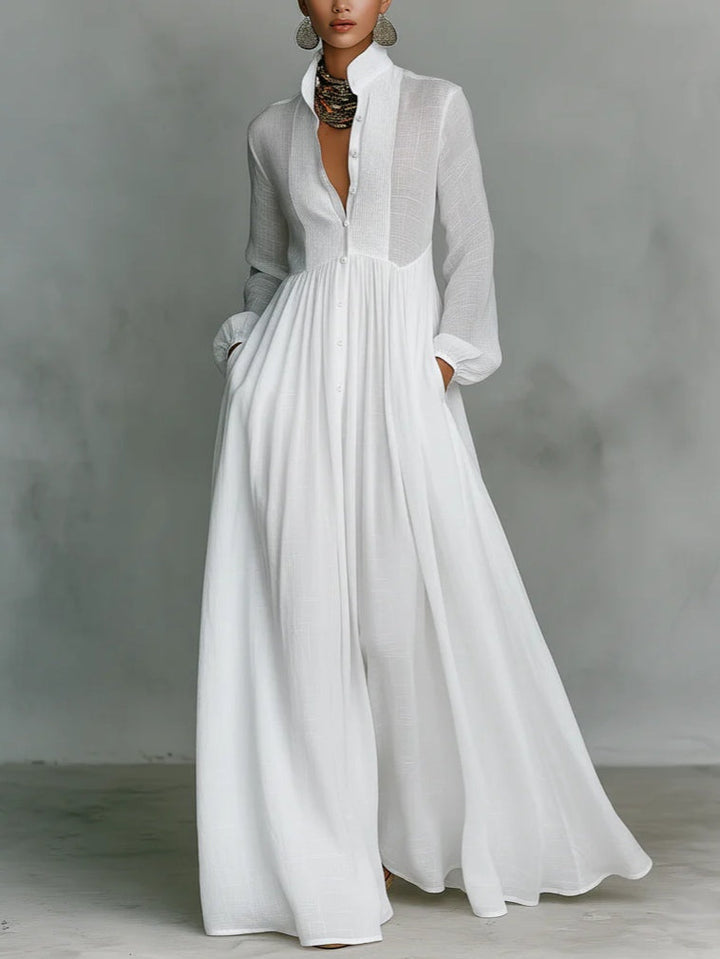 Léonie™ | Maxi Robe Minimaliste à Col Montant
