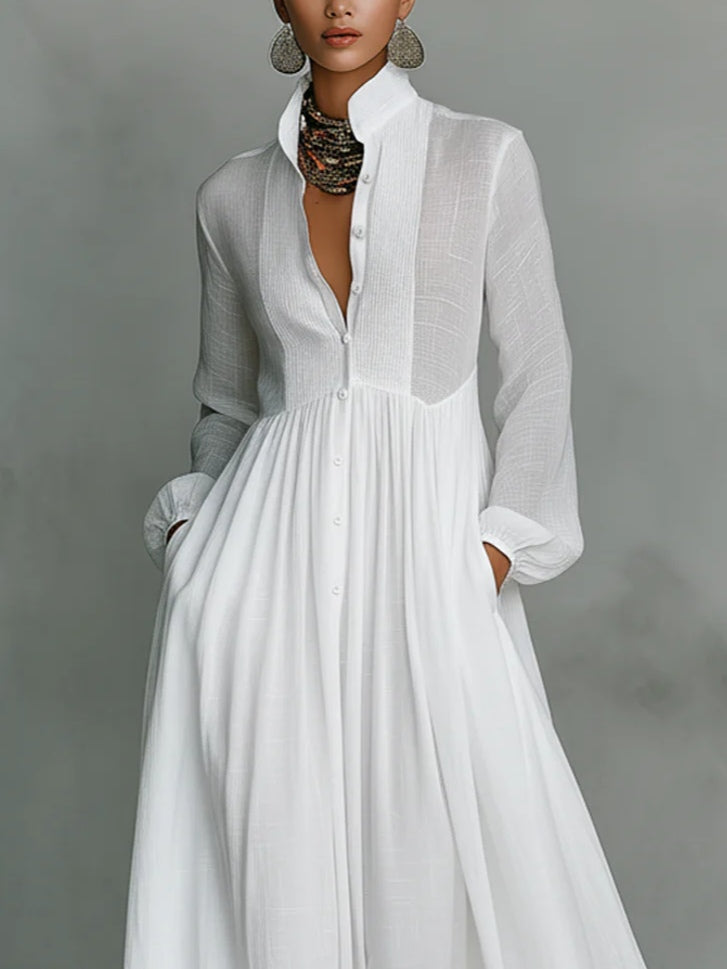 Léonie™ | Maxi Robe Minimaliste à Col Montant