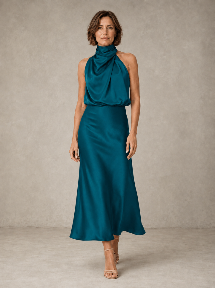 Harper | Robe de soirée maxi en satin dos nu
