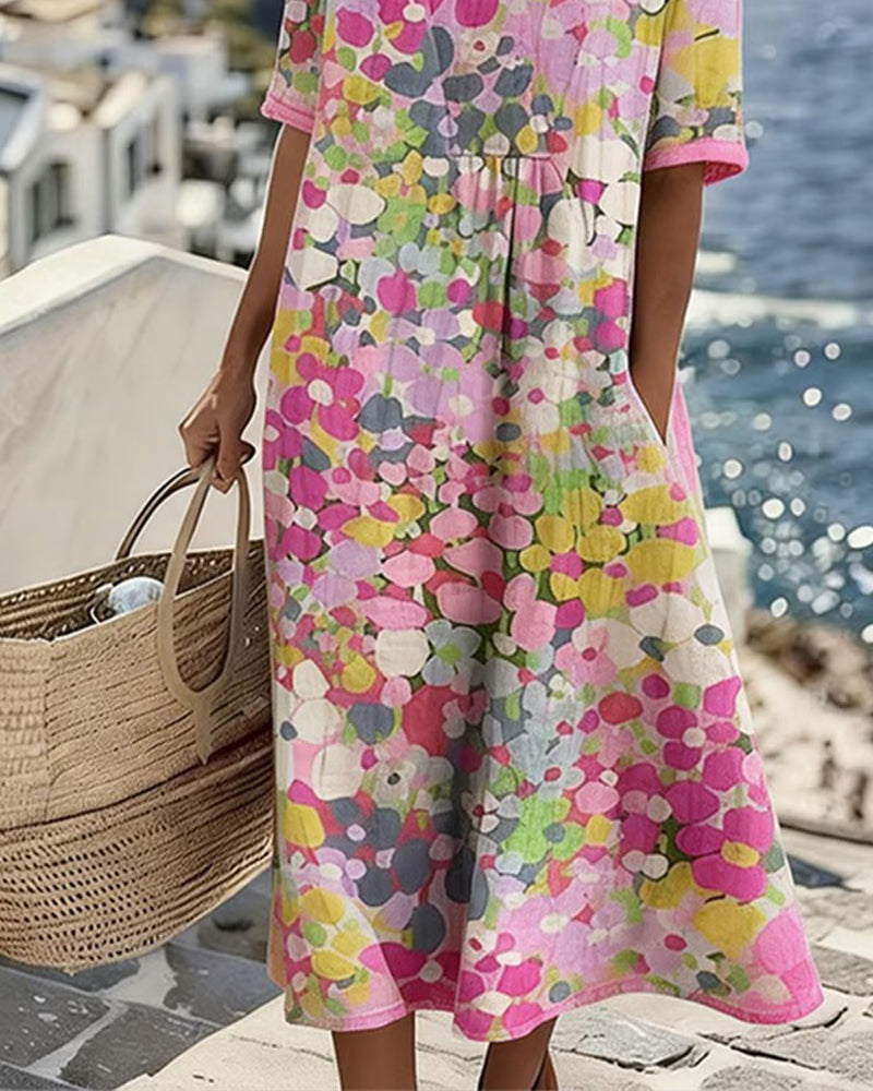 ELENA™ - ROBE MIDI D'ÉTÉ FLEURIE ÉLÉGANTE