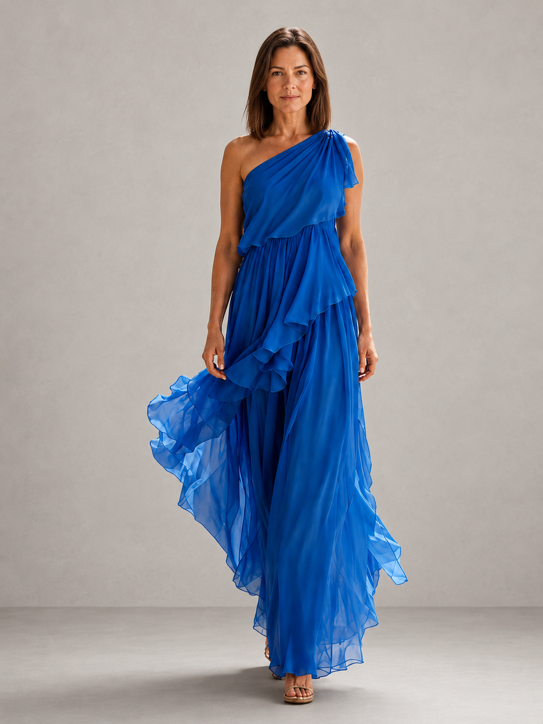 Scarlett | Robe maxi à une épaule et volants