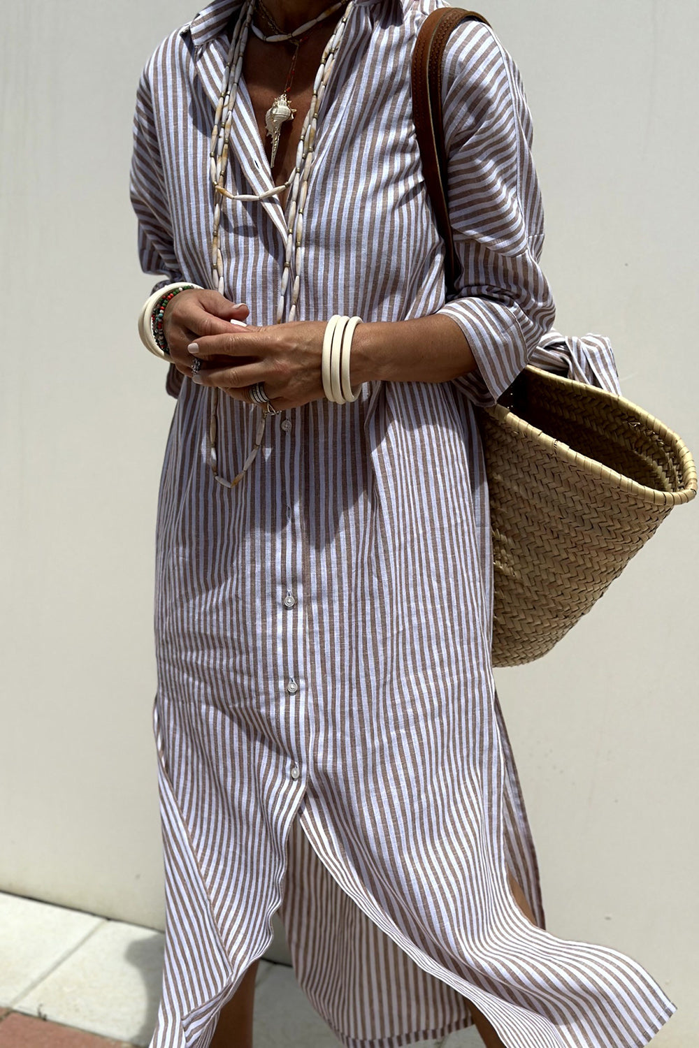 Kelly | Robe Chemise Rayée Intemporelle et Confort Élégant