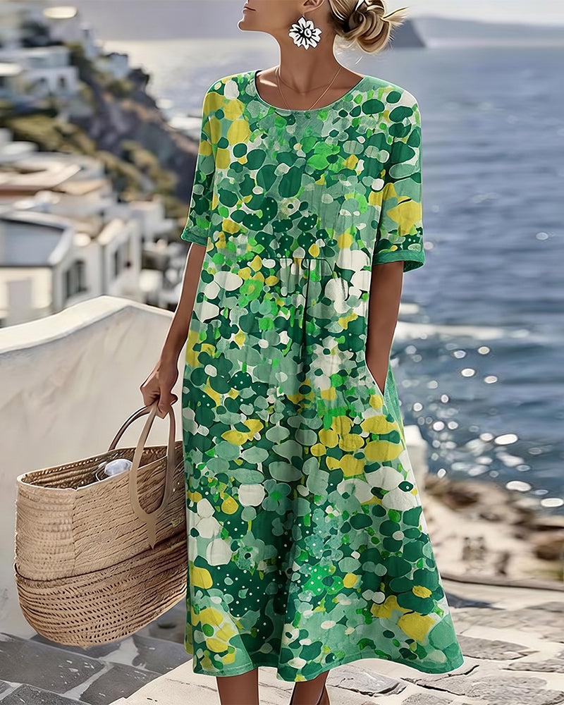 ELENA™ - ROBE MIDI D'ÉTÉ FLEURIE ÉLÉGANTE