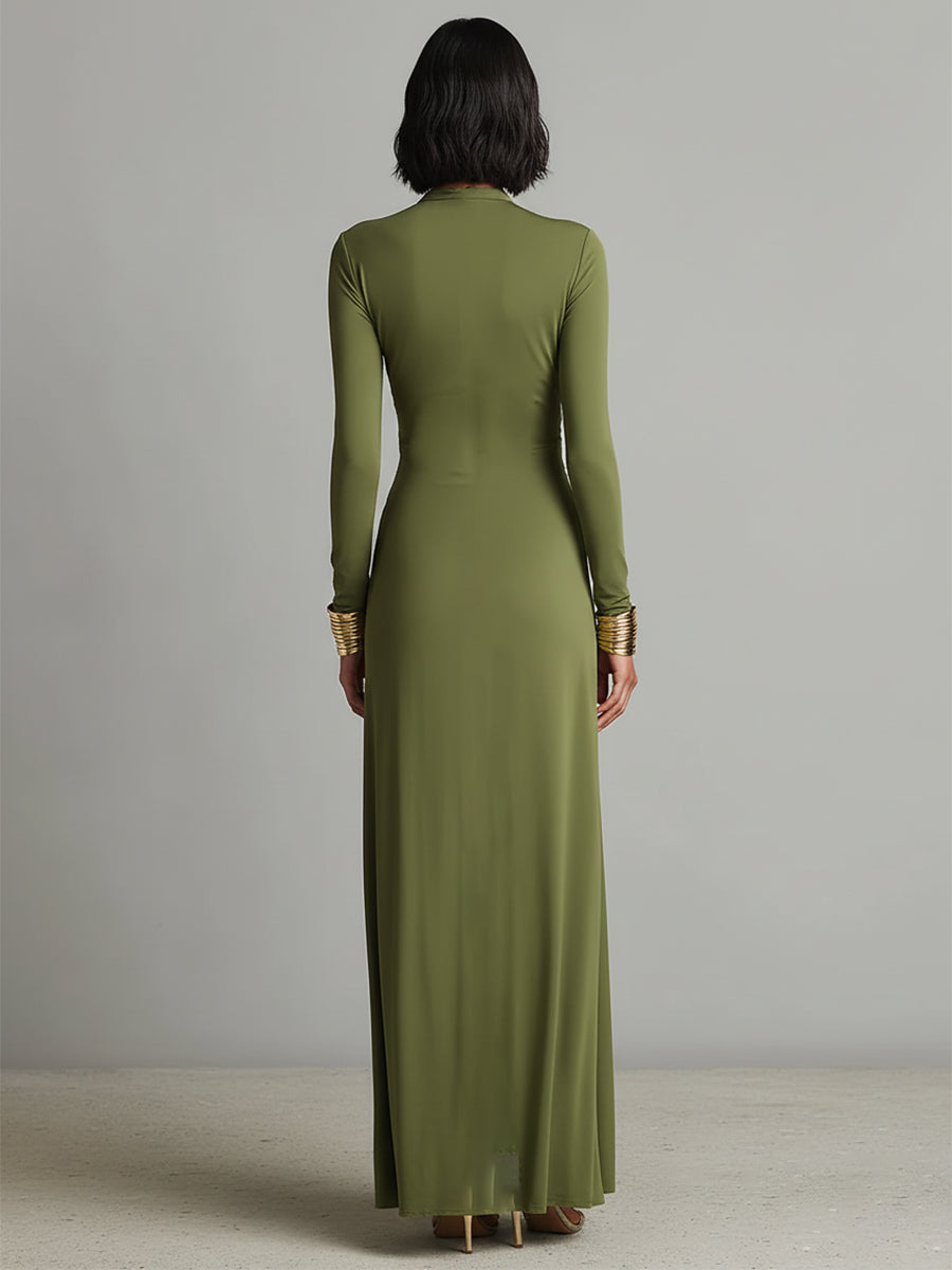 Valentina · Robe longue à col V avec détails à volants