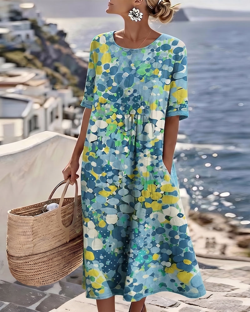 ELENA™ - ROBE MIDI D'ÉTÉ FLEURIE ÉLÉGANTE