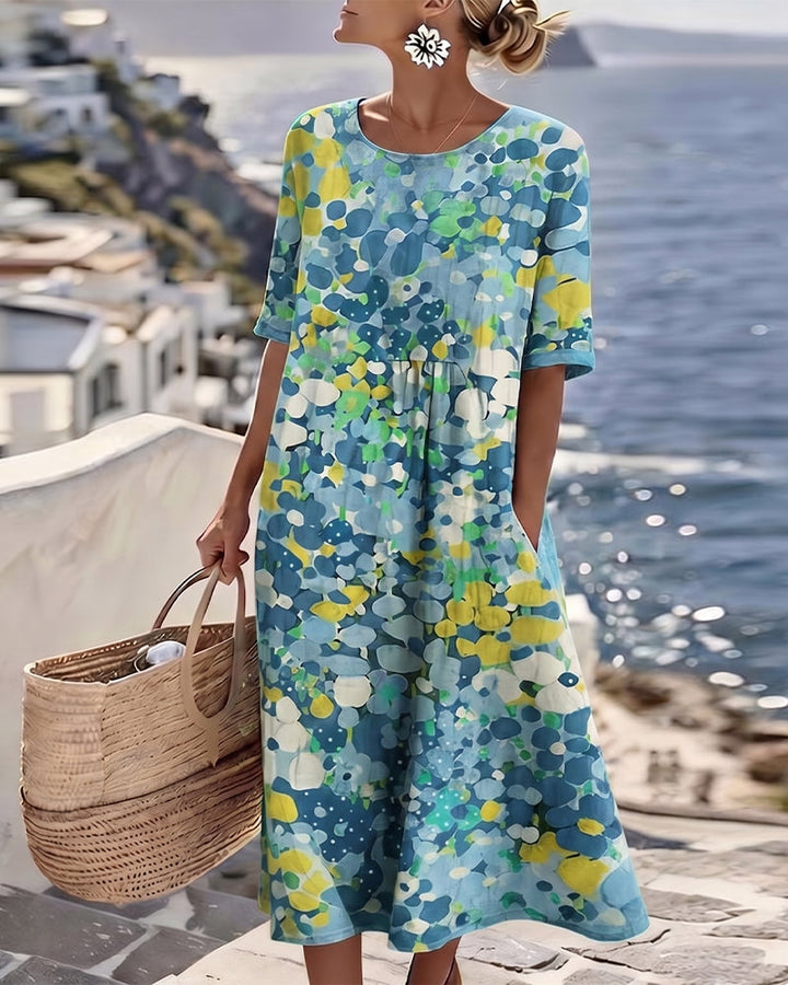 ELENA™ - ROBE MIDI D'ÉTÉ FLEURIE ÉLÉGANTE