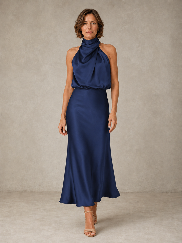 Harper | Robe de soirée maxi en satin dos nu