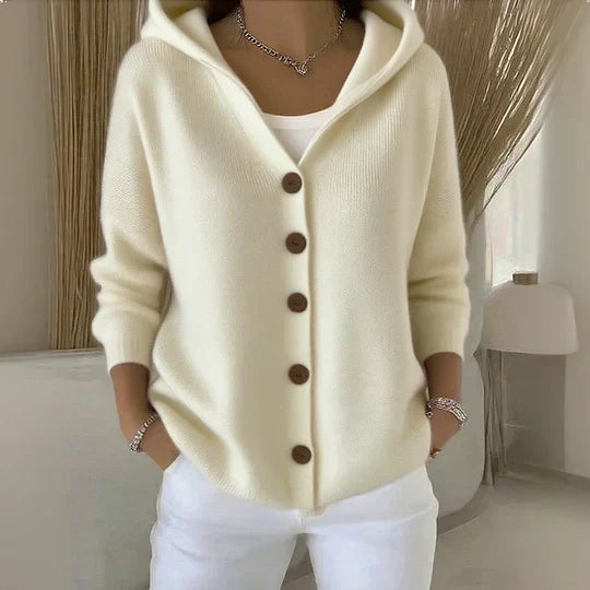 Darienne - Cardigan à Capuche Bouton-Up Maille