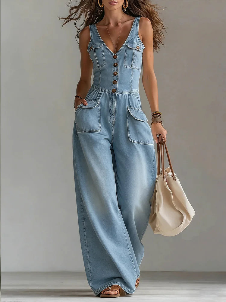 Sofia | Combinaison en Denim Décontractée
