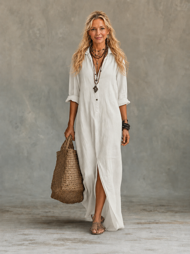 Vivienne | Robe maxi boutonnée