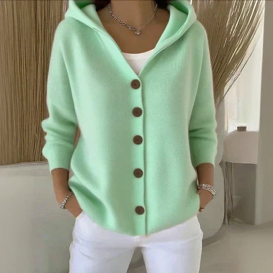 Darienne - Cardigan à Capuche Bouton-Up Maille