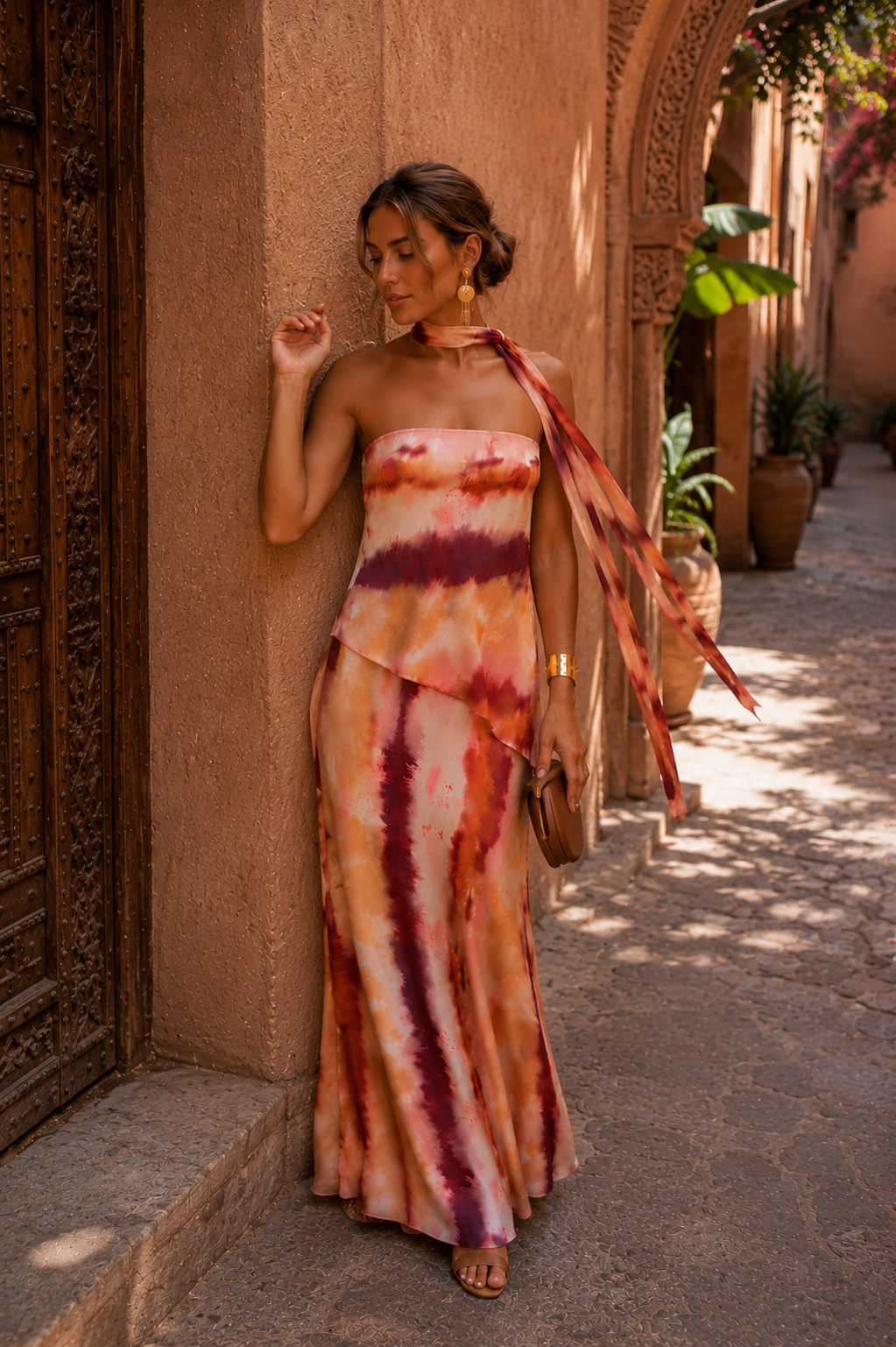 Robe longue imprimée bustier