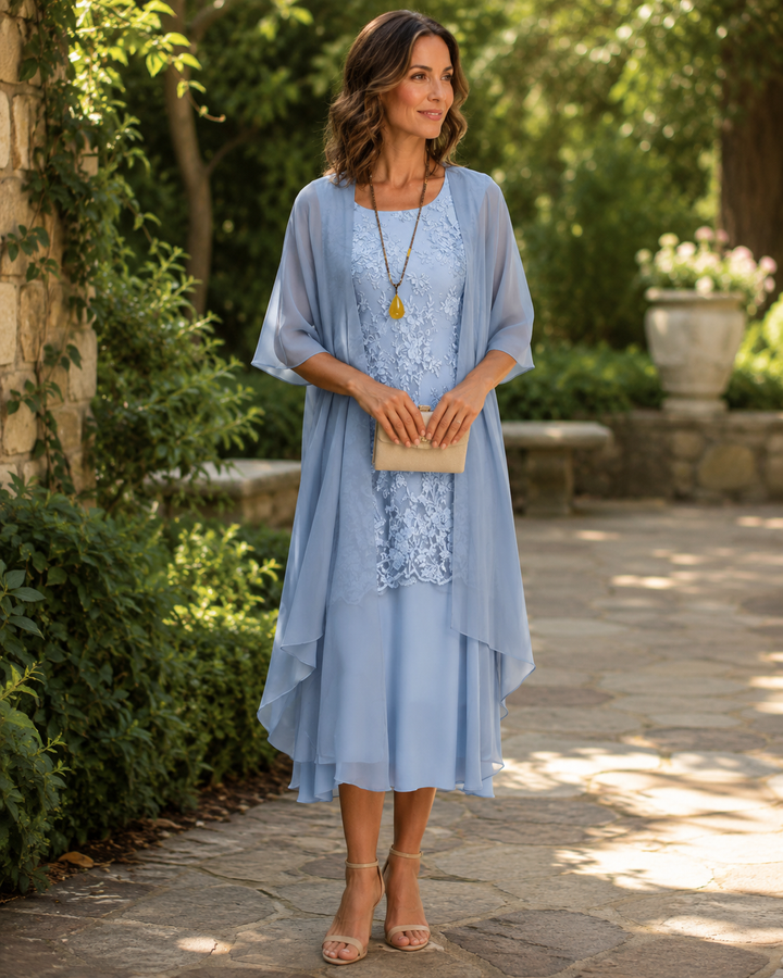Eleanor | Robe Mousseline Élégante Deux Pièces