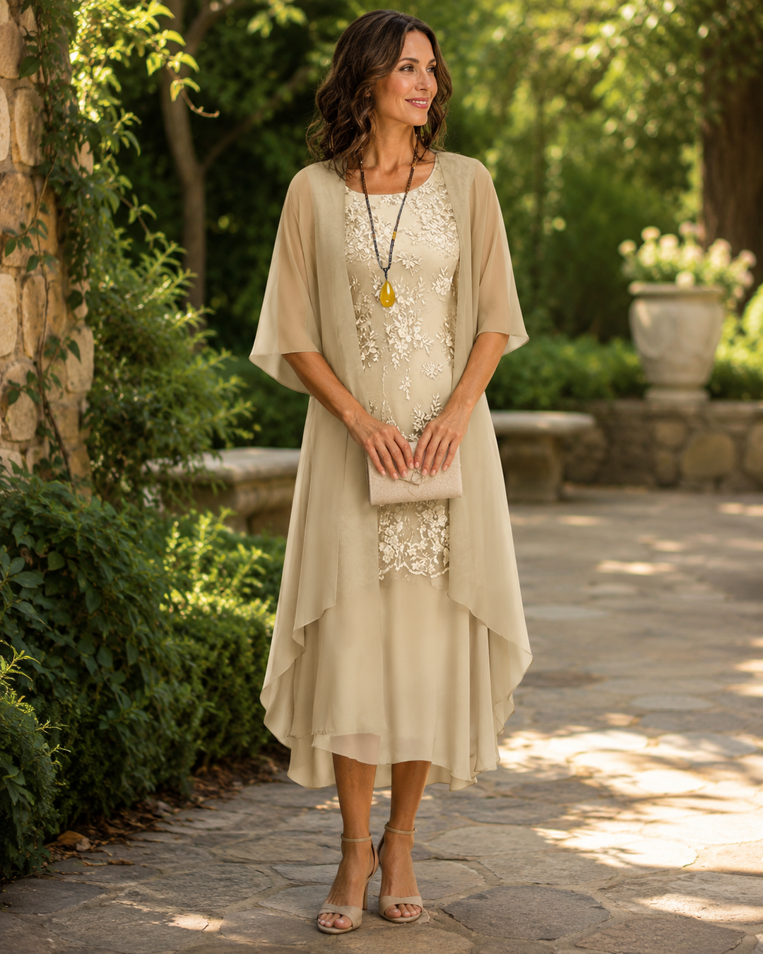 Eleanor | Robe Mousseline Élégante Deux Pièces