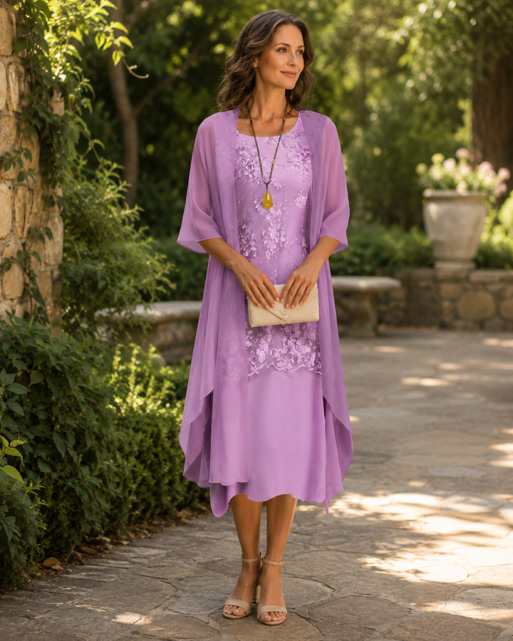 Eleanor | Robe Mousseline Élégante Deux Pièces