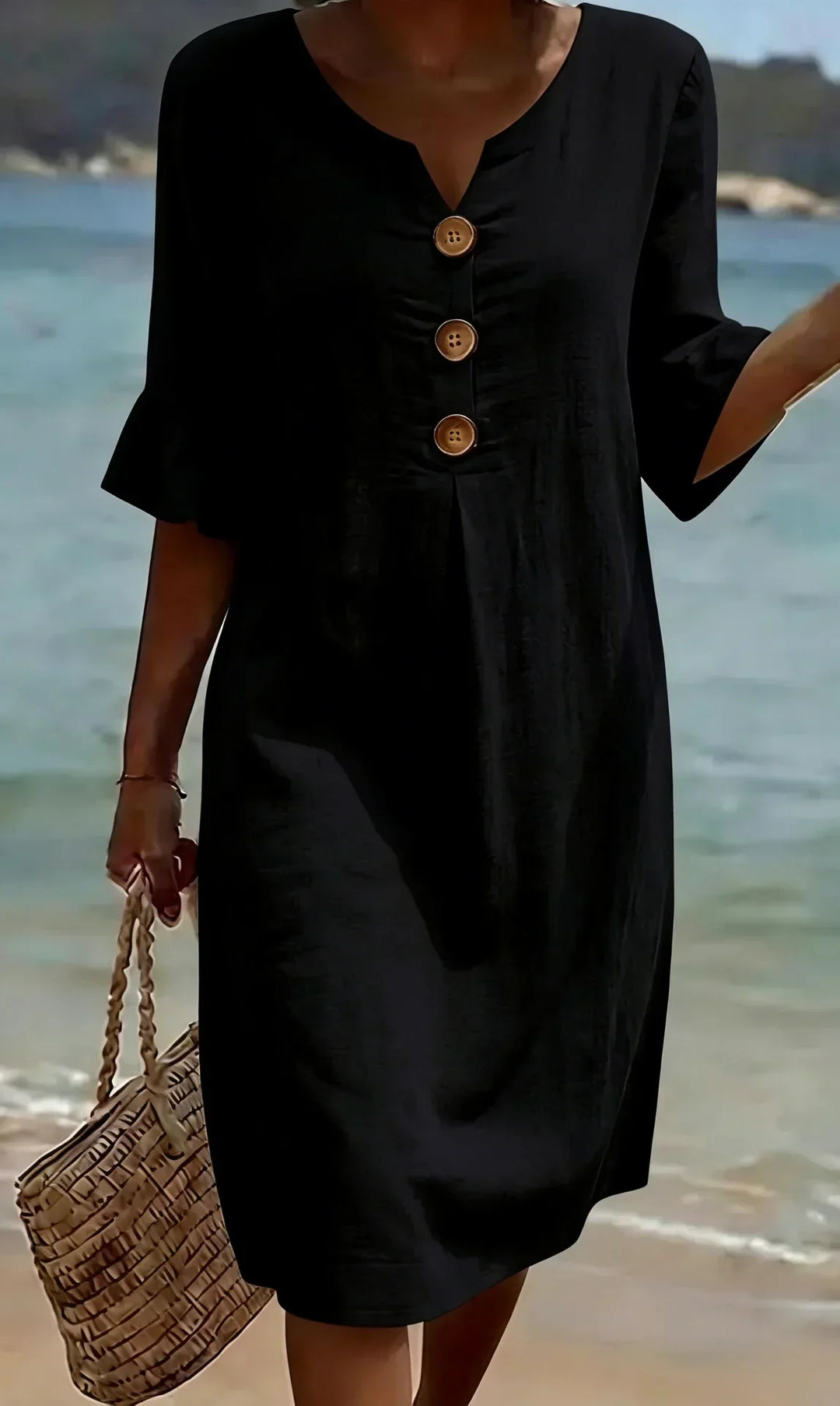 Vanesa™ | Robe Texturée à Manches Bouffantes et Boutons