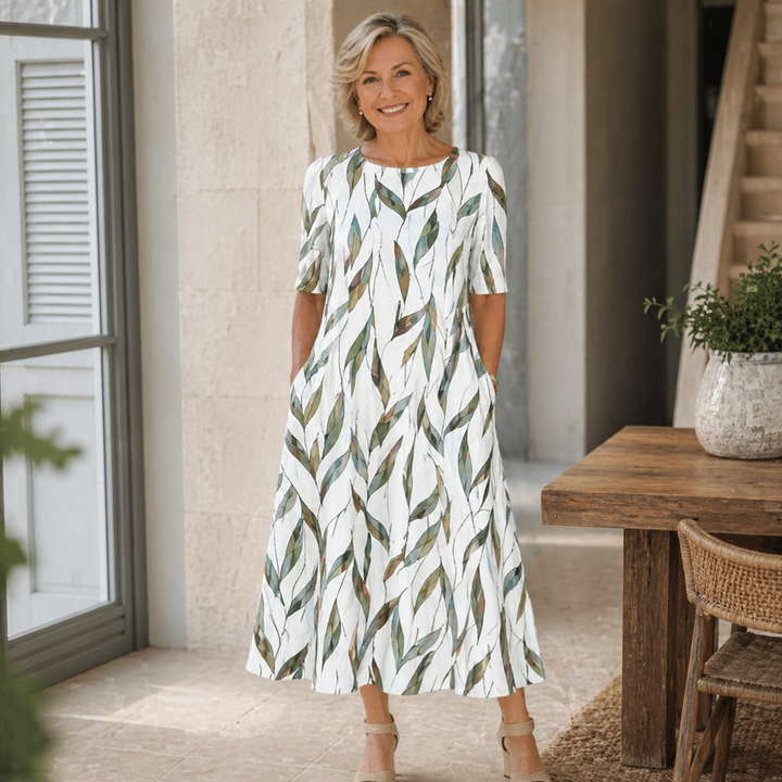 Sarah | Robe Midi Fleurie Facile à Porter