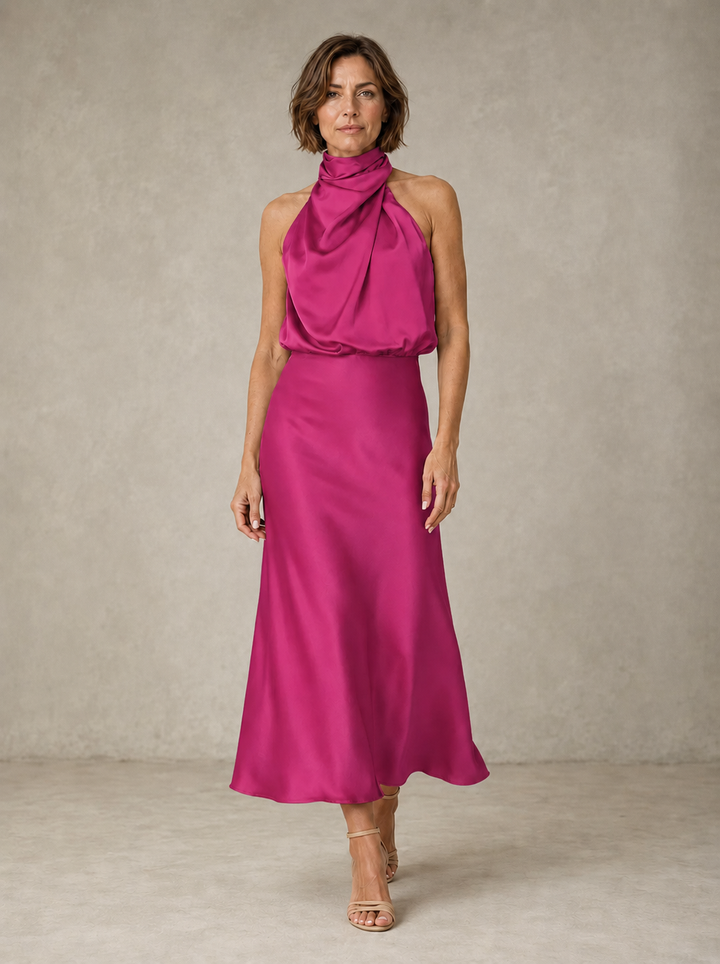 Harper | Robe de soirée maxi en satin dos nu