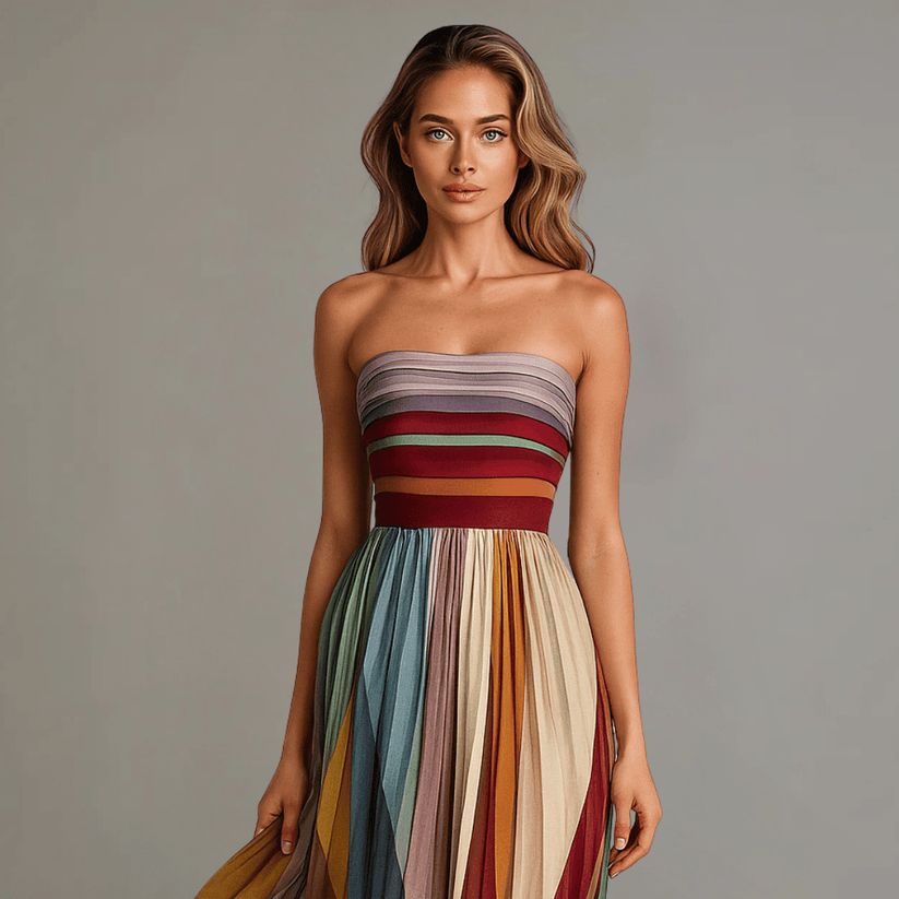 Emma - Robe Longue Colorée à Panneaux sans Manches