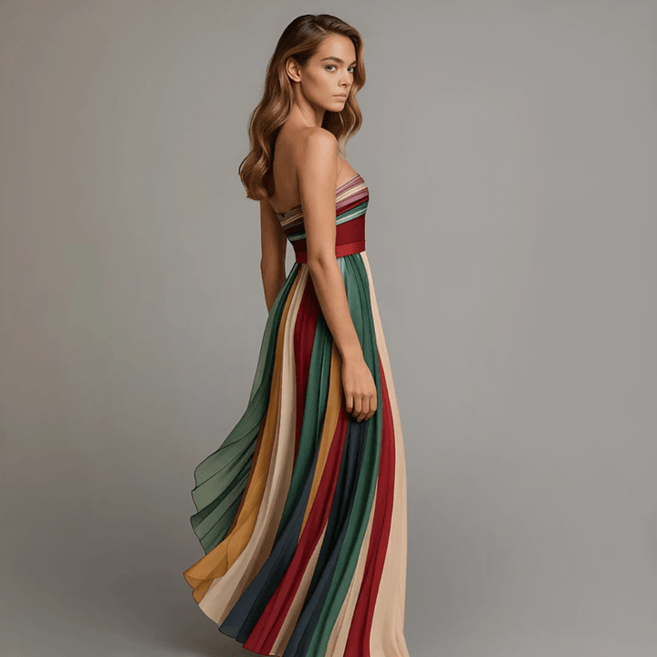Emma - Robe Longue Colorée à Panneaux sans Manches