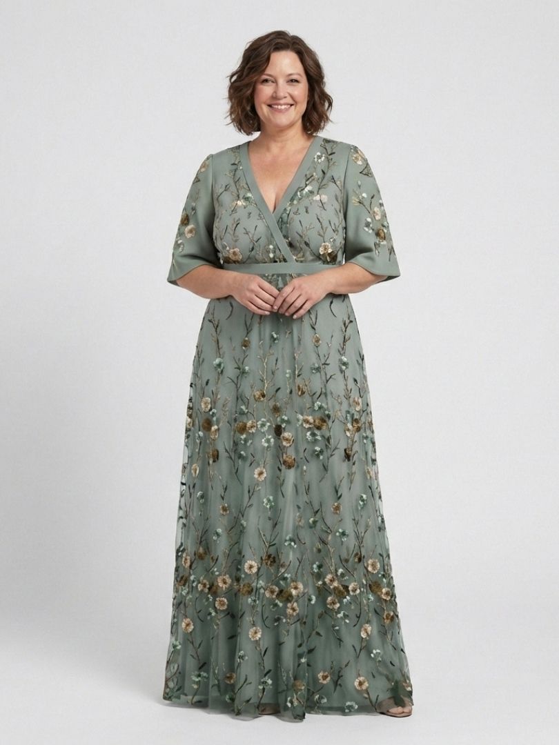 Melodi – Robe longue fleurie à col en V
