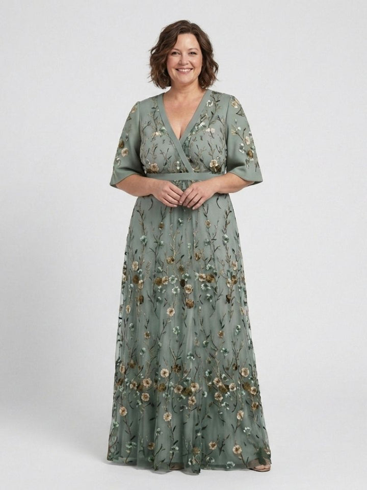 Melodi – Robe longue fleurie à col en V