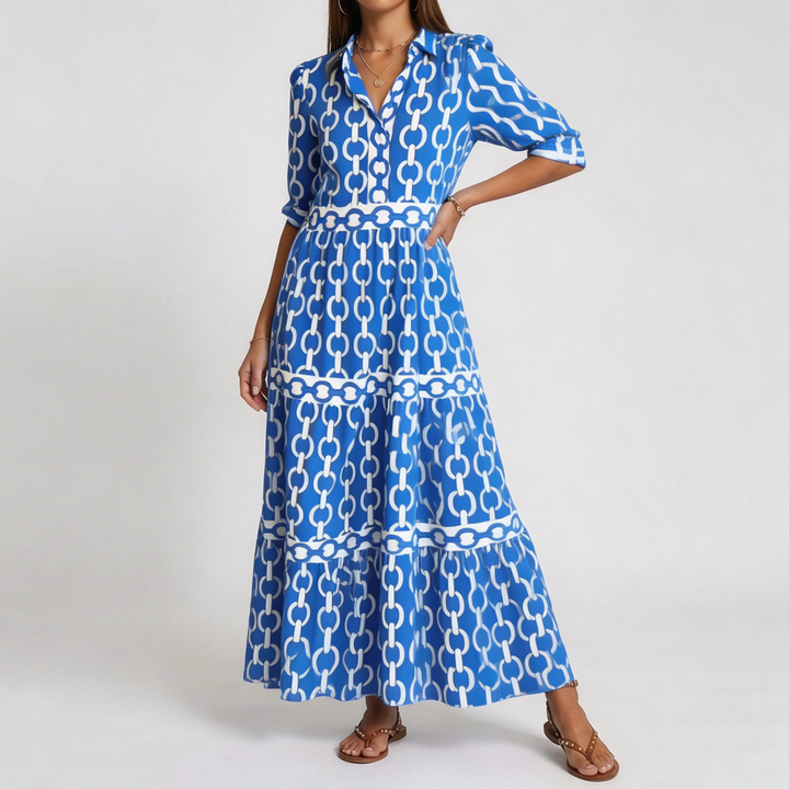 HAZEL | Robe Midi Motif Chaîne