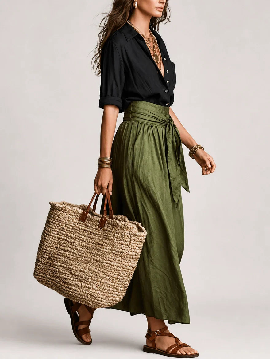 Martina | Robe Longue Fluide Asymétrique Une Épaule