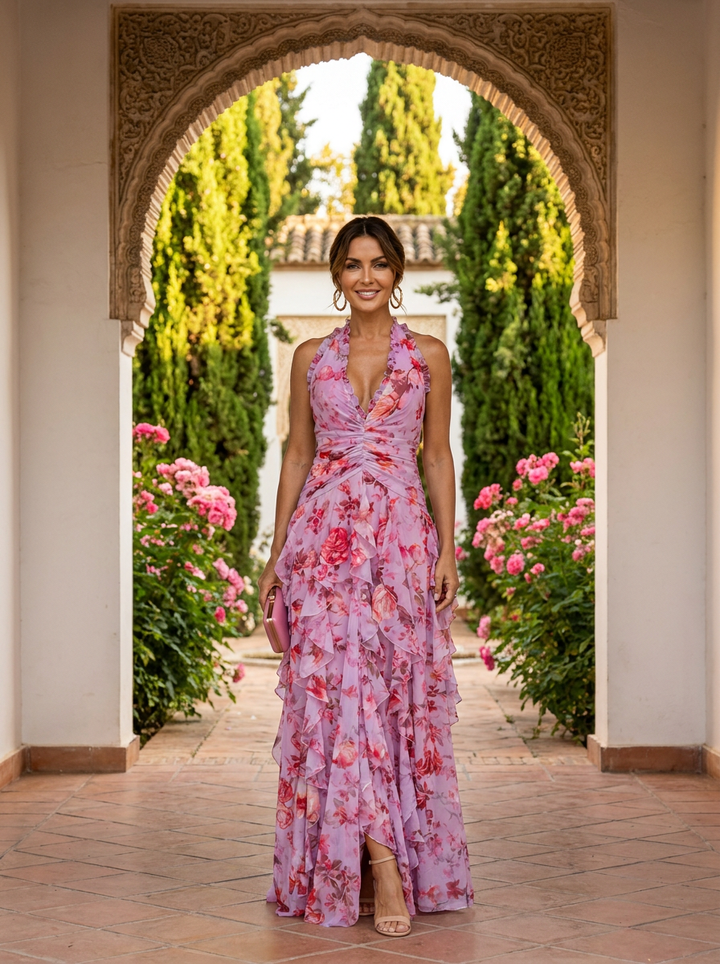 Bella | Robe longue à encolure halter