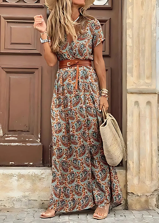 Joselin™ – Robe longue bohème et vaporeuse avec ceinture