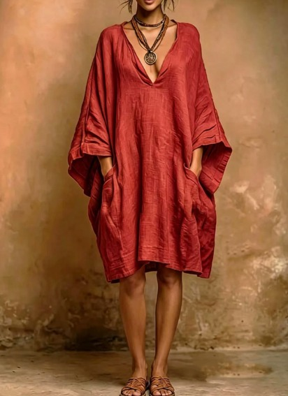 Fiorella – Robe Lin et Coton Élégance Décontractée